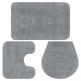 VidaXL Set covorașe baie, 3 piese, gri, material textil