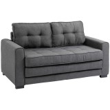 HOMCOM Canapea Extensibilă Pat de 2 Locuri Canapea din Material Textil cu Funcție de Pat Set de Canapele Tip Poliester Lin Lemn Cauțiucat Gri 147,5 x