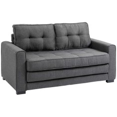 HOMCOM Canapea Extensibilă Pat de 2 Locuri Canapea din Material Textil cu Funcție de Pat Set de Canapele Tip Poliester Lin Lemn Cauțiucat Gri 147,5 x