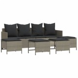 Set canapele de gradina cu perne, 5 piese gri deschis poliratan