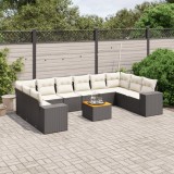Gossi set canapele de gradina cu perne, 11 piese, negru, poliratan