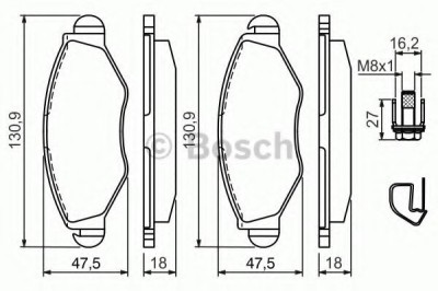 Set placute frana,frana disc PEUGEOT 206 SW (2E/K) (2002 - 2016) BOSCH 0 986 494 039 foto