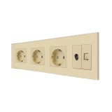 Cumpara ieftin Priza Tripla Schuko + TV + Internet cu Rama Din Sticla LUXION SmartElectro IntelligentHouse