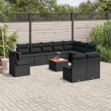 Cumpara ieftin Set canapele de grădină cu perne, 11 piese, negru, poliratan