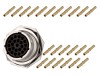 Conector circular mamă Amphenol, 23 pini, IP67, RT360, placare gold flash, mufa cablu, 13A