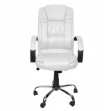 Scaun de birou, rotativ, functie tilt, piele ecologica, otel, alb, max 130 kg, 63x60x113-123 cm, Malatec, Isotrade