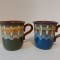 Lot 2 cani ceramice lut ars si smaltuit, ceramica traditionala de Horezu, Romania, Hand Made, 200ml