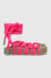 Cumpara ieftin AGL sandale Jane Laces femei, culoarea roz, cu platforma, D685010PGKE762G299