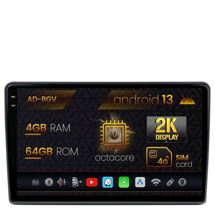 Navigatie Toyota Auris (2006-2012), Android 13, V-Octacore 4GB RAM + 64GB ROM, 9.5 Inch - AD-BGV9004+AD-BGRKIT091V2