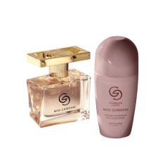 Set Oriflame Giordani Gold Miss Giordani pentru femei, apa de parfum 50 ml si deodorant roll-on antiperspirant parfumat 50 ml, aroma floral fructat le