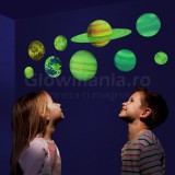 Sticker Decorativ Sistem Solar Fosforescent Camera Copilului, Autoadeziv, Planete 3D (Mercur, Venus, Terra, Marte, Jupiter, Saturn, Uranus, Neptun)