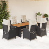 Set mobilier de gradina cu perne, 7 piese, negru, poliratan GartenMobel Dekor, vidaXL