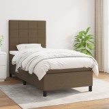 Cumpara ieftin Pat box spring cu saltea, maro &icirc;nchis, 100x200 cm, textil