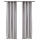 Cumpara ieftin Perdele cu inele metalice, 2 buc., gri, 140 x 175 cm, bumbac