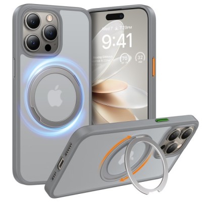 Husa pentru iPhone 15 Pro Max - Torras Ostand Pro Series - Titanium Grey foto