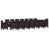 vidaXL Set de masă de grădină cu perne cu pernă 17 pcs Maro PP 3378659