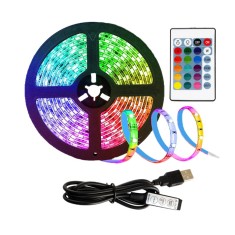 Kit Banda Led RGB cu USB 3M, 30 LED-uri, Telecomanda, pentru TV, PC, Auto, IP67, Lumina Ambientala