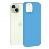 Cumpara ieftin Husa iPhone 15 Plus Silicon Albastru Slim Mat cu Microfibra SoftEdge