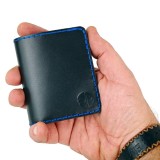 Cumpara ieftin Portofel din piele naturala, personalizabil, Odin, negru cu albastru