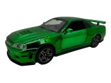 Macheta Nissan GTR R34 verde scara 1:32 replica metal lumini si sunete usi deschise
