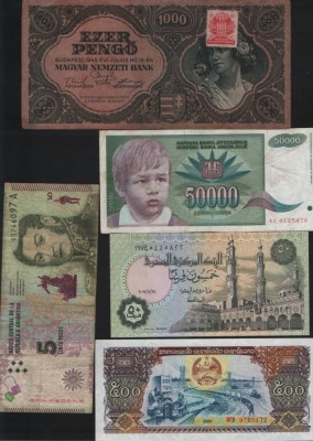 Set 5 bancnote de prin lume adunate (cele din imagini) #180 foto