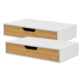 Set 2 buc raft perete Bokn 40x24x8cm bambus alb natur [en.casa] HausGarden Leisure, [en.casa]