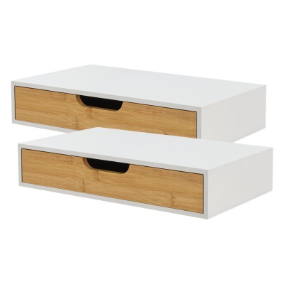 Set 2 buc raft perete Bokn 40x24x8cm bambus alb natur [en.casa] HausGarden Leisure foto