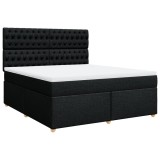 Cumpara ieftin Pat box spring cu saltea, negru, 180x200 cm, catifea