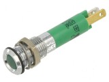 Lampă LED super plată verde 12VDC &Oslash;8mm IP40 8mcd