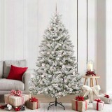 VidaXL Brad de Crăciun artificial Verde și alb 210 cm PVC și Metal 3395759