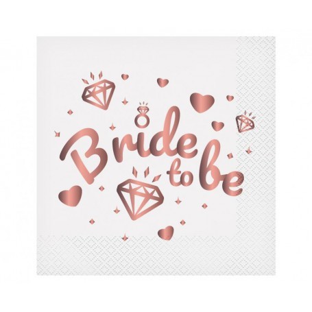 Set 20 servetele party model Bride to be dimensiune 33 x 33 cm