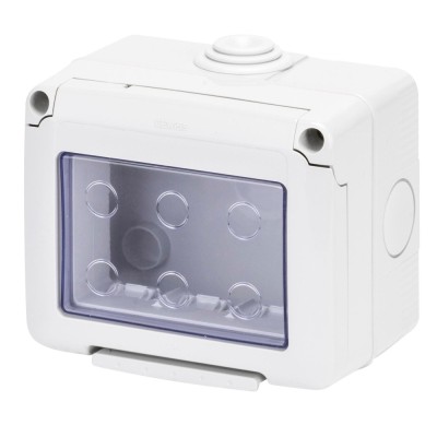 Cadru aparent Gewiss System GW27043, 3 module, IP55, gri, pentru priza / intrerupator foto