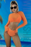 SW2207RR-19 Costum de baie din 3 piese model bikini set cu tip din plasa, S/M