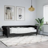 VidaXL Pat de zi cu saltea, negru, 90x200 cm, piele ecologică 3197719