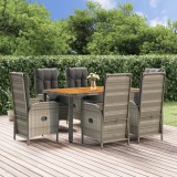 VidaXL Set mobilier de grădină cu perne, 7 piese, gri, poliratan