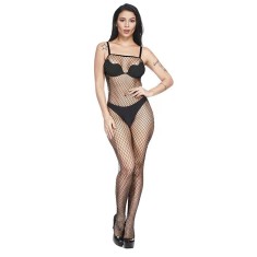 Bodystocking Pamela Crotchless Fishnet, Negru, S-L