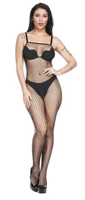 Bodystocking Pamela Crotchless Fishnet, Negru, S-L foto