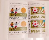 Polonia 1974 Fotbal, C.M Germania 1974 blic de 4 timbre mnh, Nestampilat