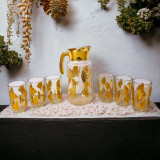 Set carafă cu pahare aurii