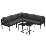 Set mobilier gradina/terasa, gri, 1 masa din 2 piese, 1 canapea din 5 piese, Lyndsey GartenVIP DiyLine, ART