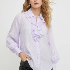 Bruuns Bazaar camasa femei, culoarea violet, cu guler clasic, regular