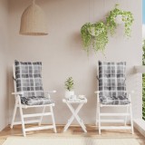 vidaXL Perne scaun cu spătar &icirc;nalt, 2 buc., gri, carouri textil oxford 377644