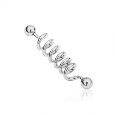 Piercing pentru ureche din oţel 316L - spirală cu bile la capete - Lungime piercing: 34 mm