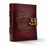 Agenda Jurnal din piele naturala cu pagini tip pergament si inchidere metalica - Mystical tree