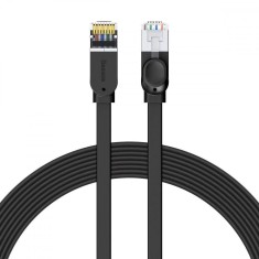 PATCH CORD UTP Baseus Cat6, fire din cupru, flat cable, viteza maxima 1 Gbps, PVC, 8m, negru &quot;PCWL-E01&quot; (timbru verde 0.08 lei) - 6953156217133