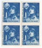 |Romania, LP 289/1951, Ziua Armatei, bloc de 4, MNH