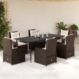 VidaXL Set mobilier de grădină cu perne, 7 piese, maro, poliratan