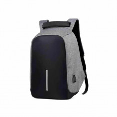 Rucsac / Ghiozdan Edman rezistent la apa, Antifurt, pentru laptop de 15.6", cu port incarcare USB, cablu USB inclus, Negru/Gri