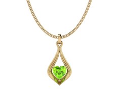 Pandativ din aur galben de 14K in forma de lacrima cu piatra verde