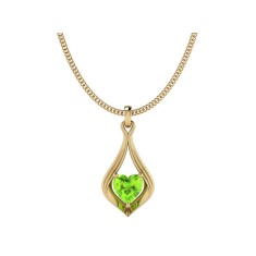 Pandativ din aur galben de 14K in forma de lacrima cu piatra verde